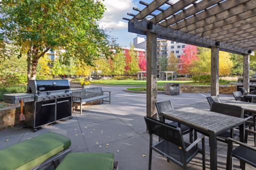 Plaza has four grills and plenty of seating.