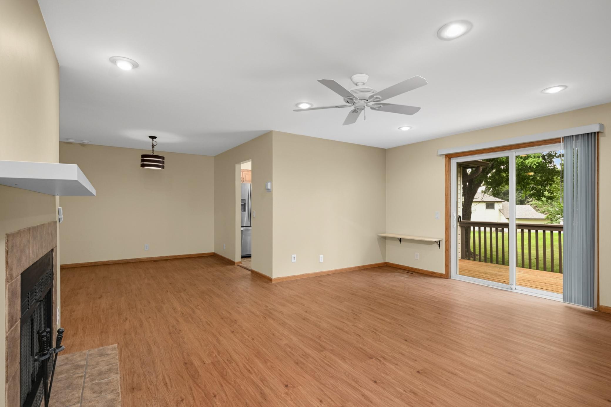 Very bright big living room and formal large dining room. New ceiling fan in living room approx. 3 years ago. Plus did knock down ceilings.
