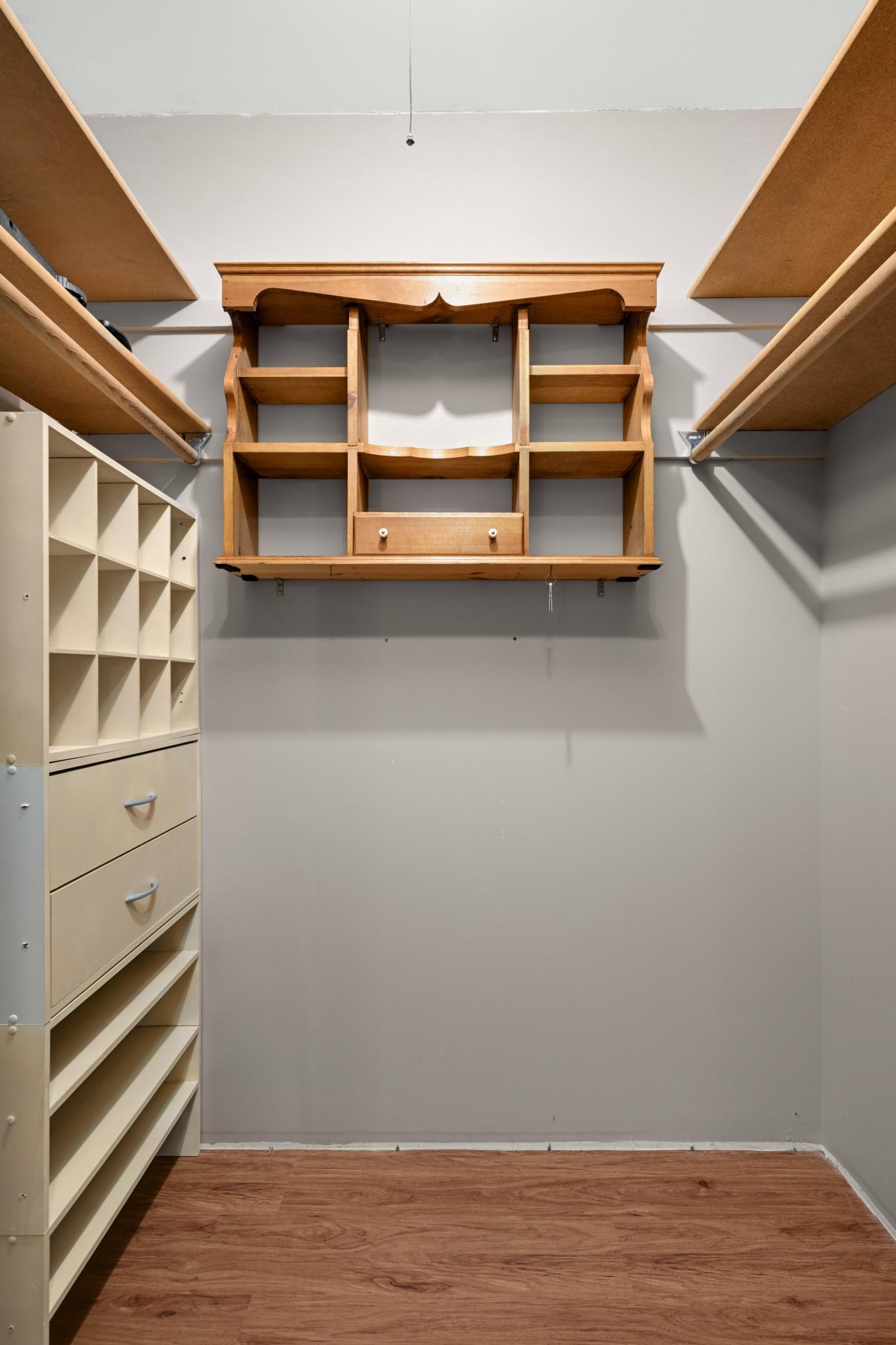 Large front closet as you walk into the unit. Compared to other smaller units in area. This one has 1350 finished square feet. It has 2 bedrooms plus a den that can be used as a bedroom and 4 closets total. 2 BATHS