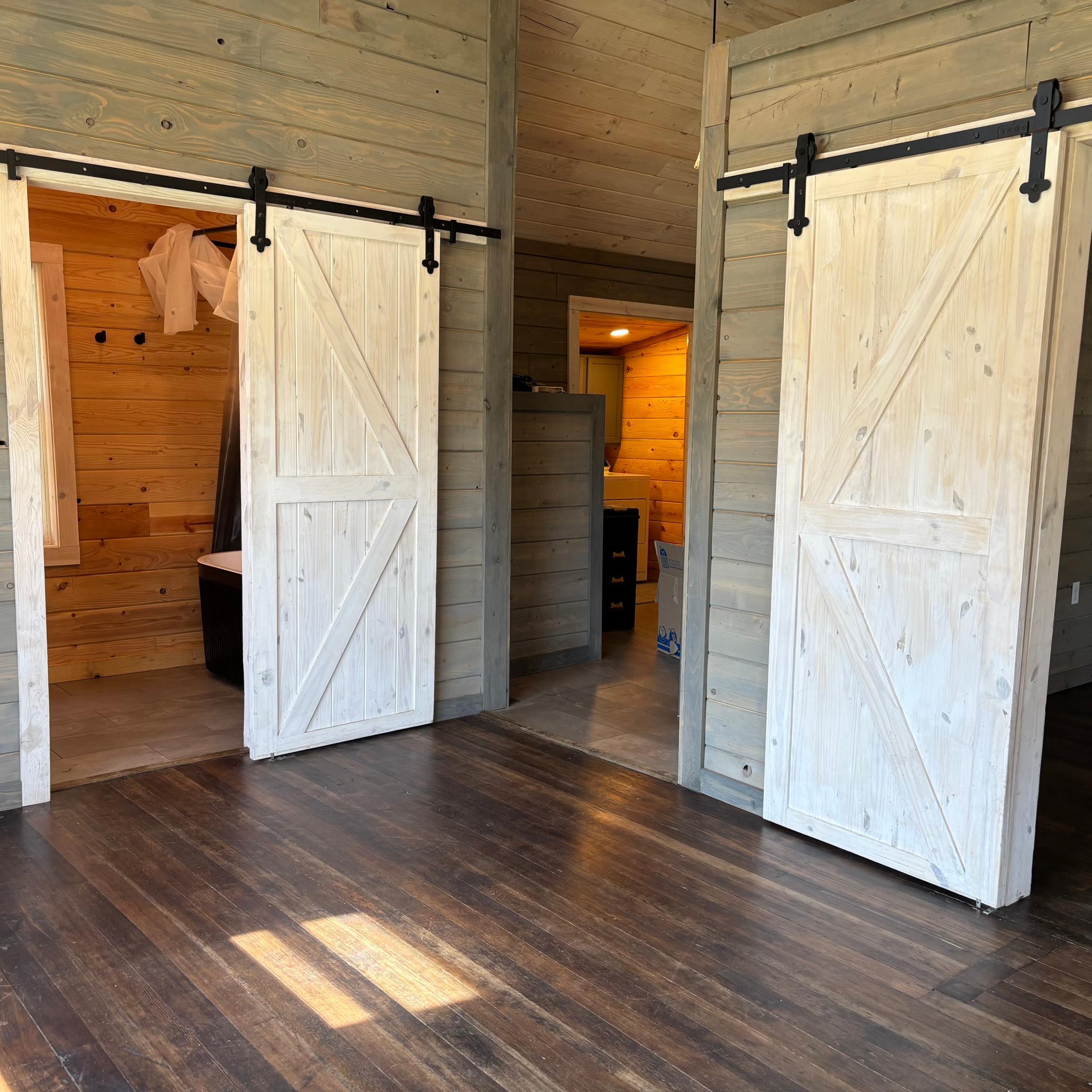 Barn Doors to Bedroom and Bathroom