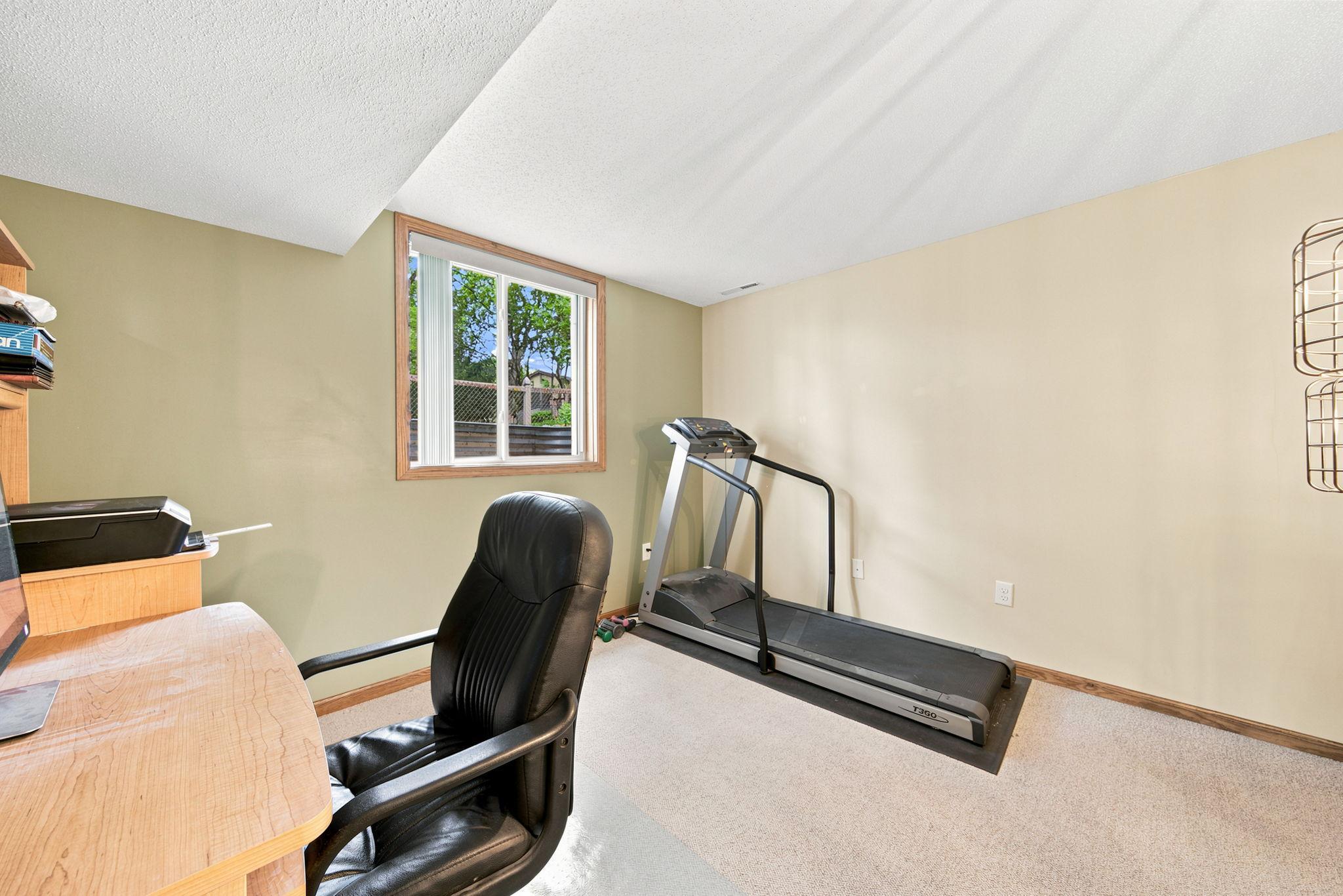 One of two lower level bedrooms.