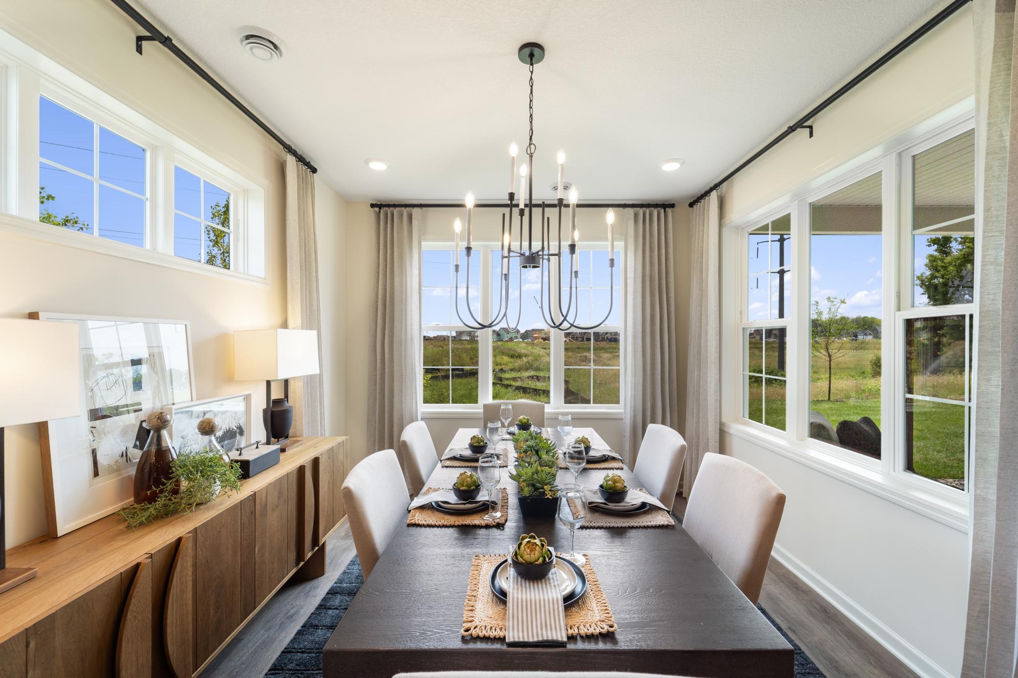 Bright dining room for meals and gatherings