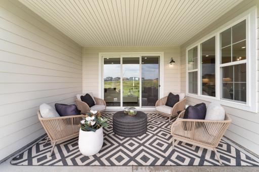 The Willow II floorplan comes with a covered porch at the back of the home.