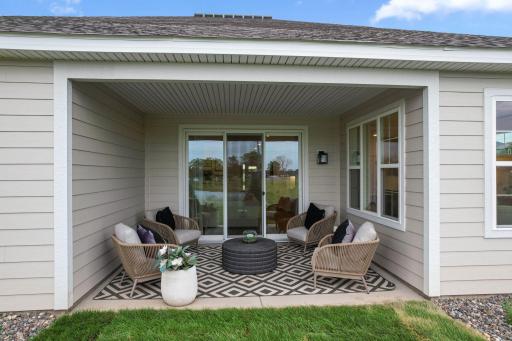 Covered patio is the perfect space to enjoy a beautiful day in Minnesota!