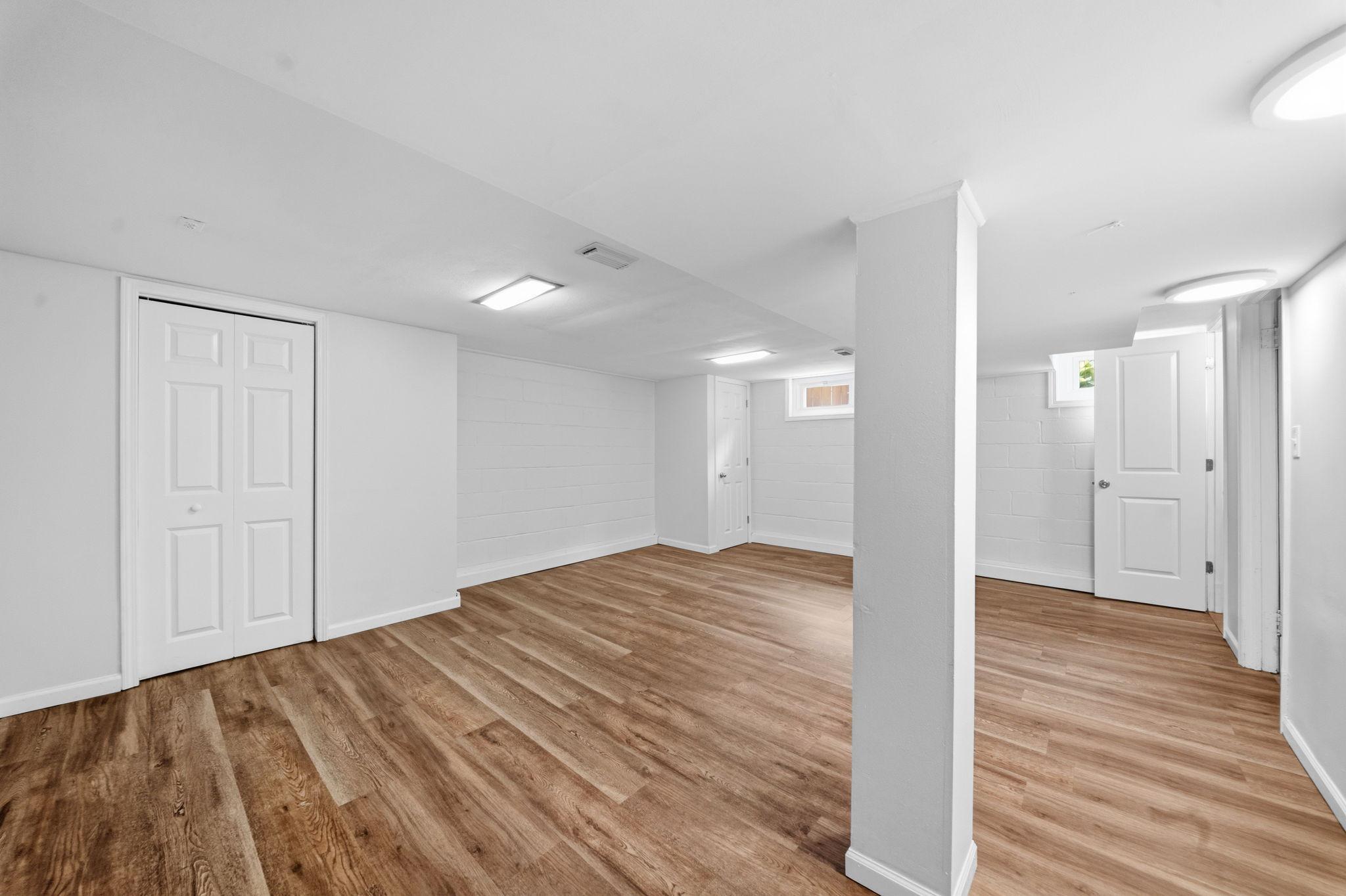 A wide open finished basement with fresh flooring and room to stretch out. Game nights, movie marathons, or a second living room, this space flexes to fit your life.