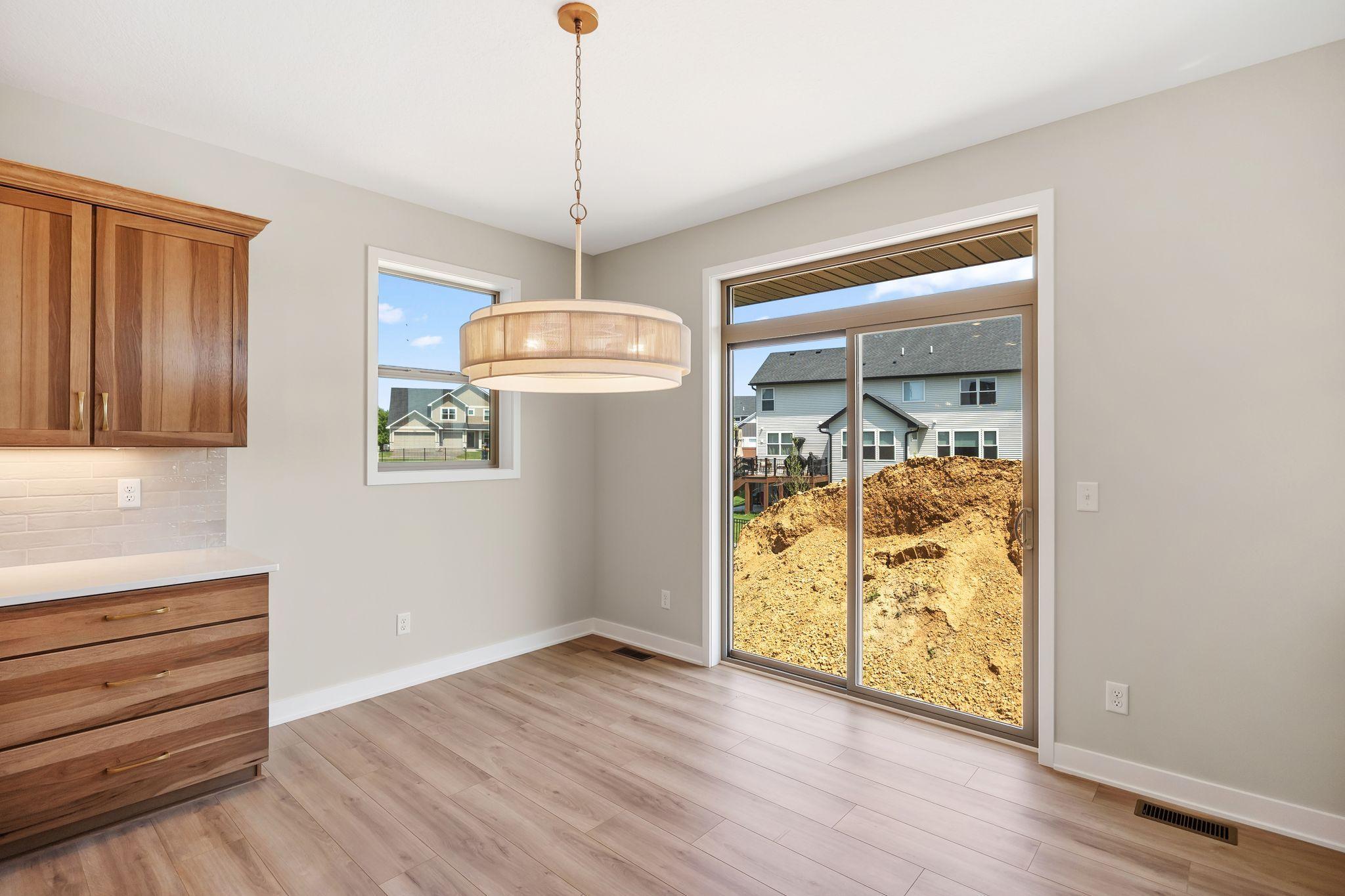 sliding glass door looking over "the future deck" area if you choose.