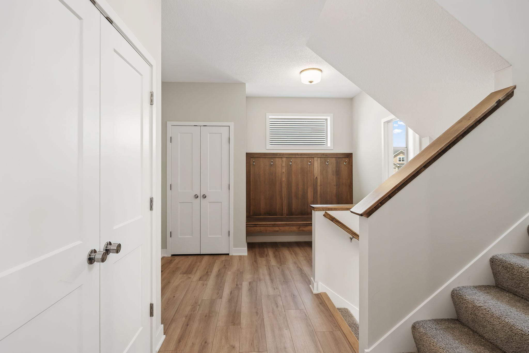 Mudroom with built-in bench.