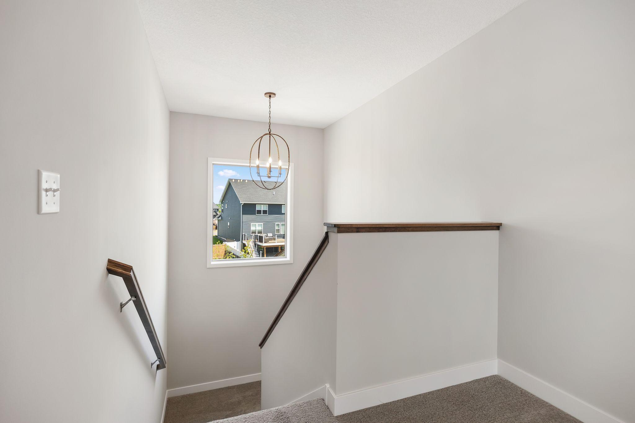 Brightly light stairwell.