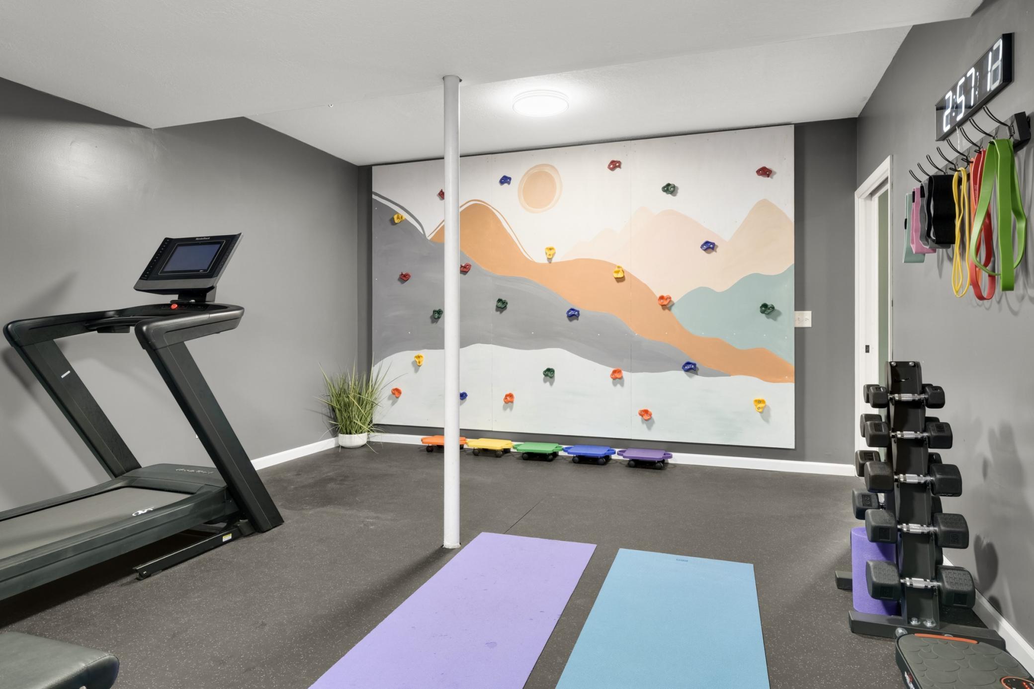 Your own rock-climbing wall in your exercise room.