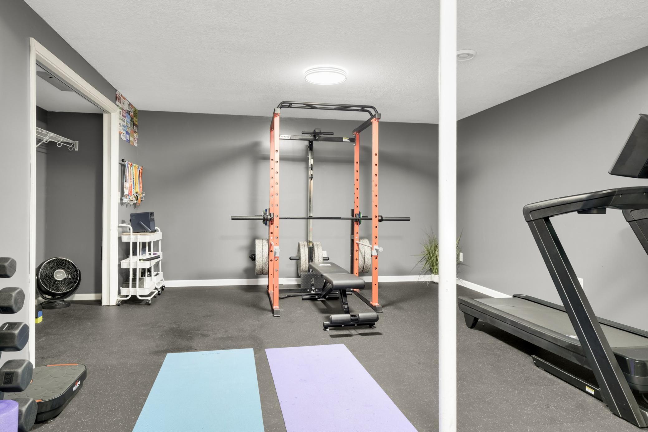 Exercise room that is ready for you.