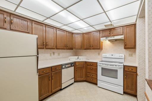 Kitchen boasts abundance of cabinets & counterspace