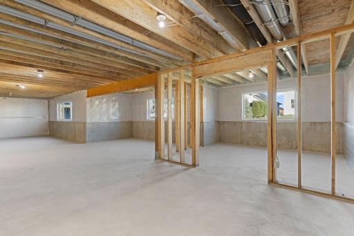 Unfinished lower level on look-out lot