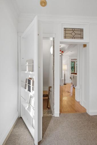 The secret door leads to the basement.