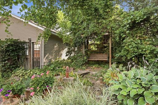 Easy care perennials make for a back yard oasis.