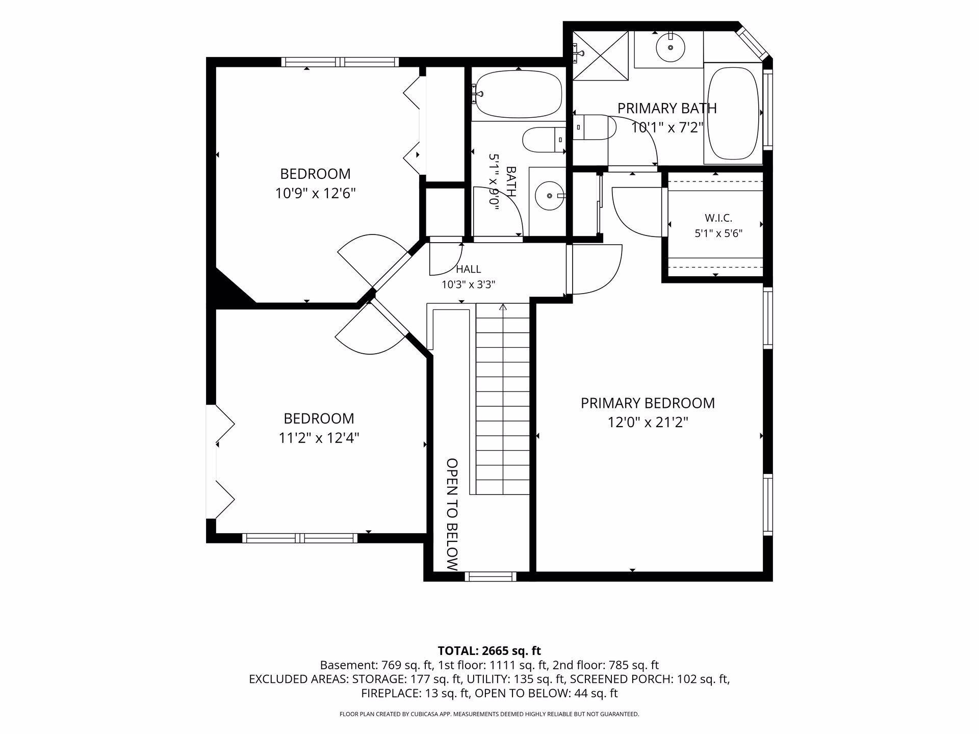 Upper level floorplan.