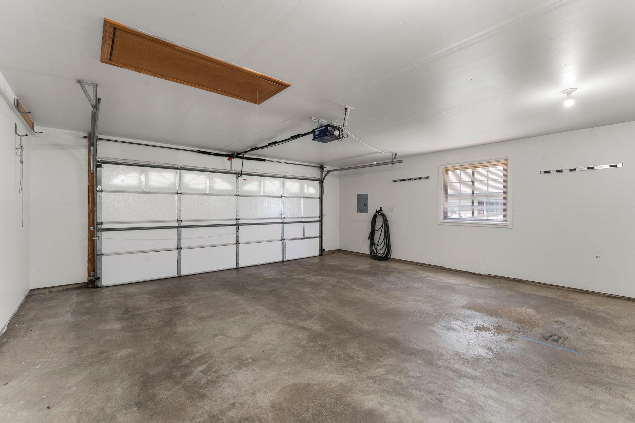 Clean two car garage.