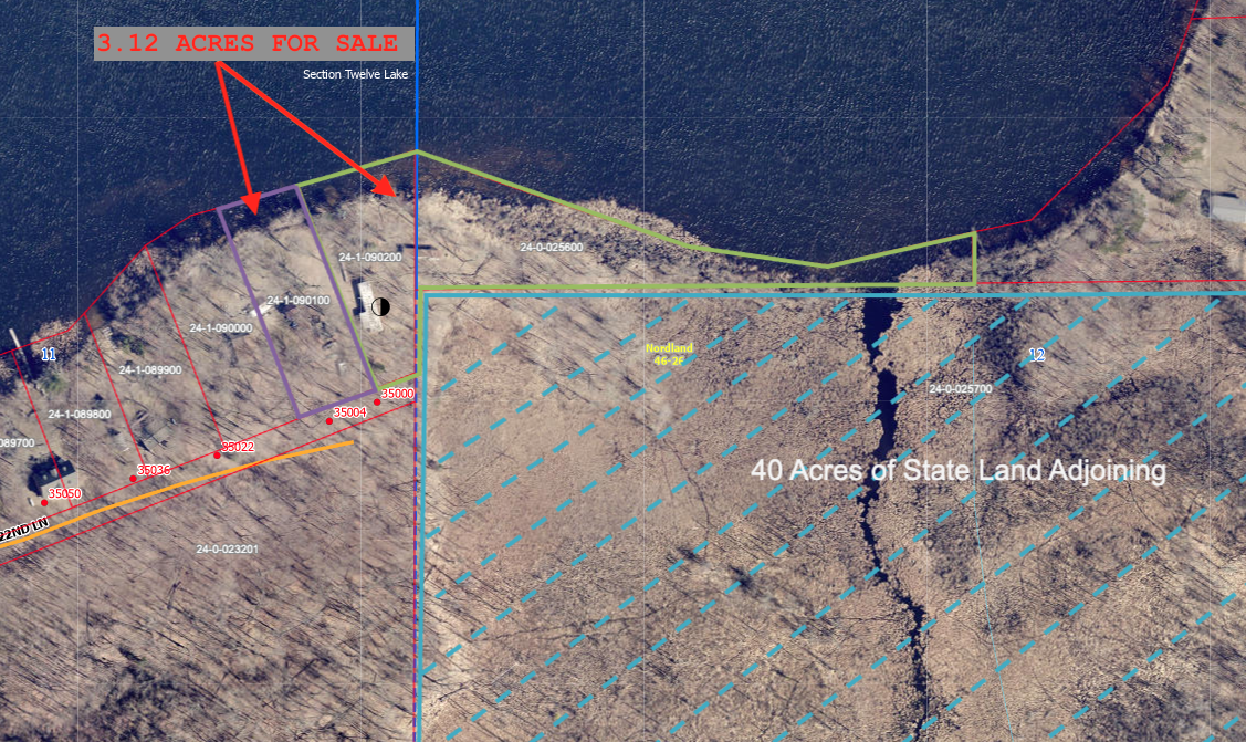 3.12 acres with 950f of shoreline
