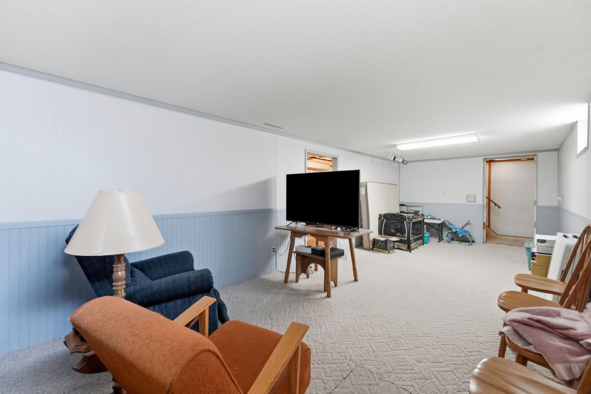 Spacious lower level family room