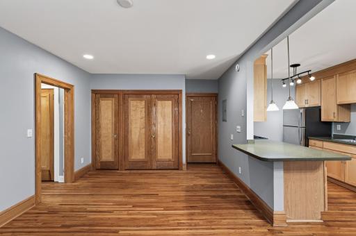 Looking straight on towards the main entry from the main living space.