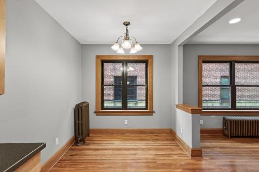 Informal dining with outside views of the courtyard.