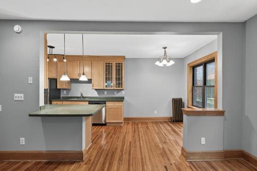 View of the informal dinning and kitchen form the main living space.