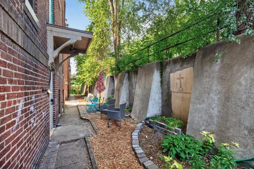 Looking south in the rear secured community space.
