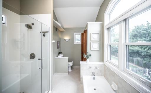 Imagine soaking in the tub and gazing out the huge windows