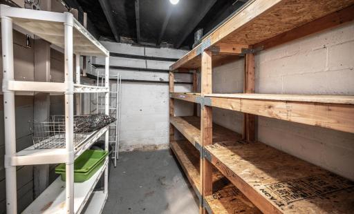 Tucked into the corner is a huge storage room