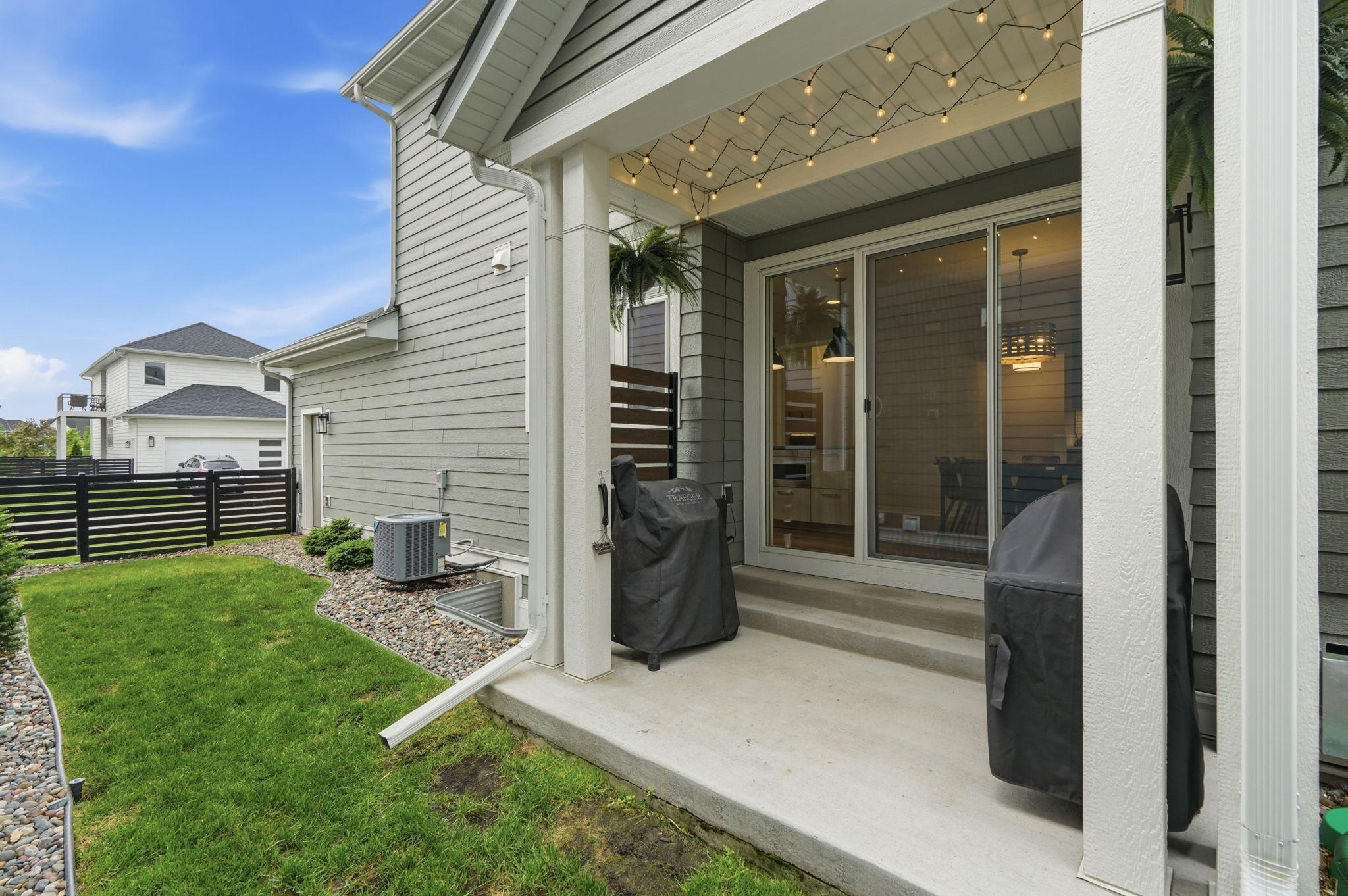 Covered porch is perfect for entertaining