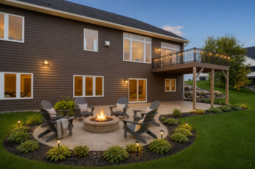 Patio is the perfect place for sitting back and relaxing by the fire! Edited to show you the possibilities.