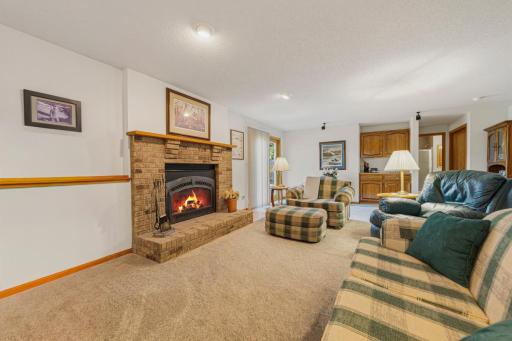 Lower level family room with gas fireplace and walk-out to back patio.