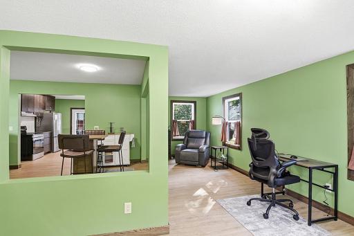 From Hobby room looking at study area and dining table.