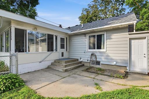 Back door with patio space