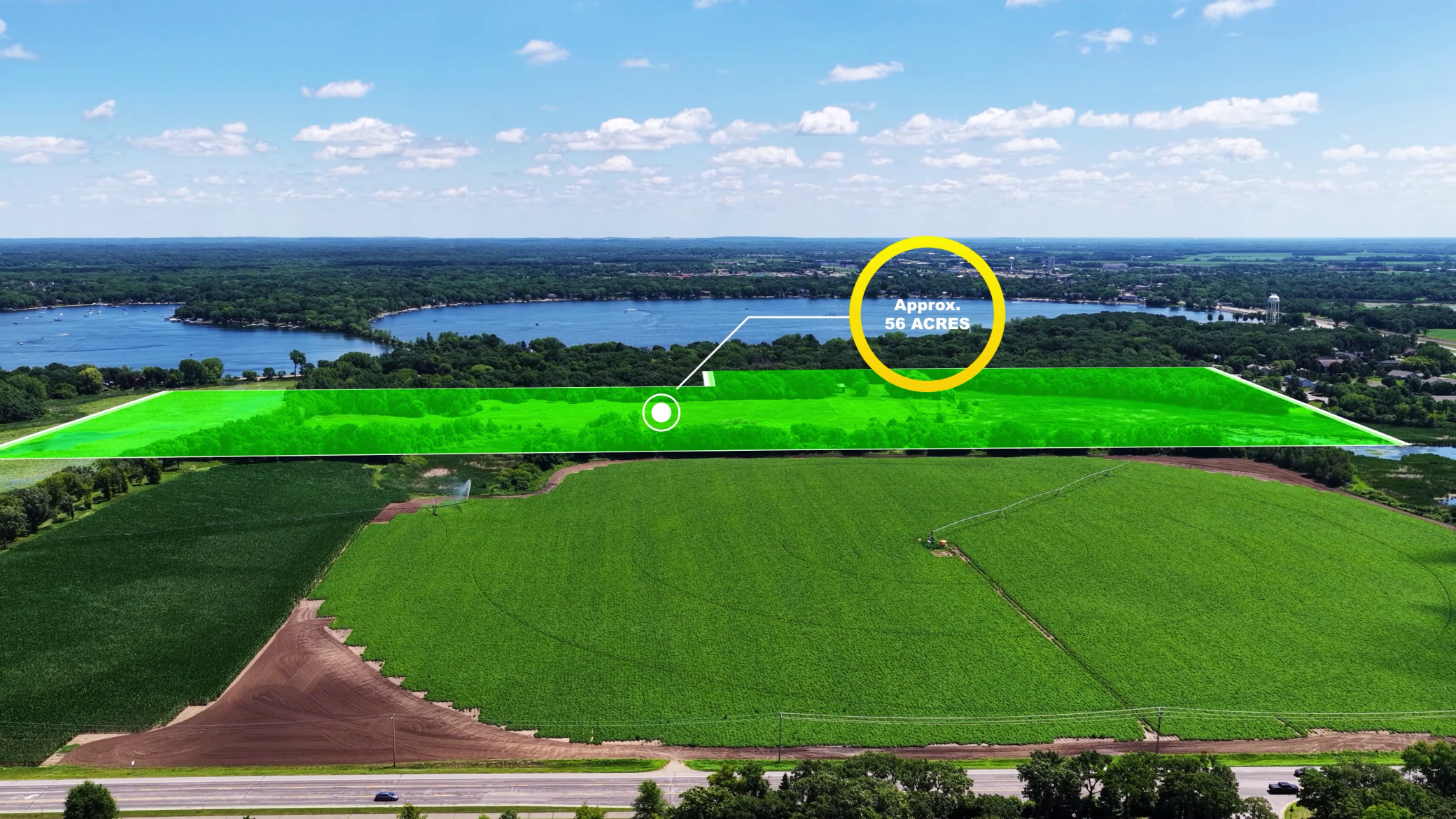Highlighted Property View from the West.