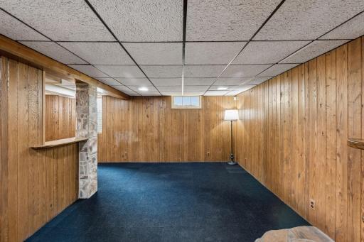 Additional view of the finished lower-level family room showcasing the generous open space and flexible layout for a recreation room, TV area, or game room.