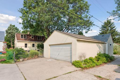 Detached two-car garage with driveway access and convenient off-street parking.