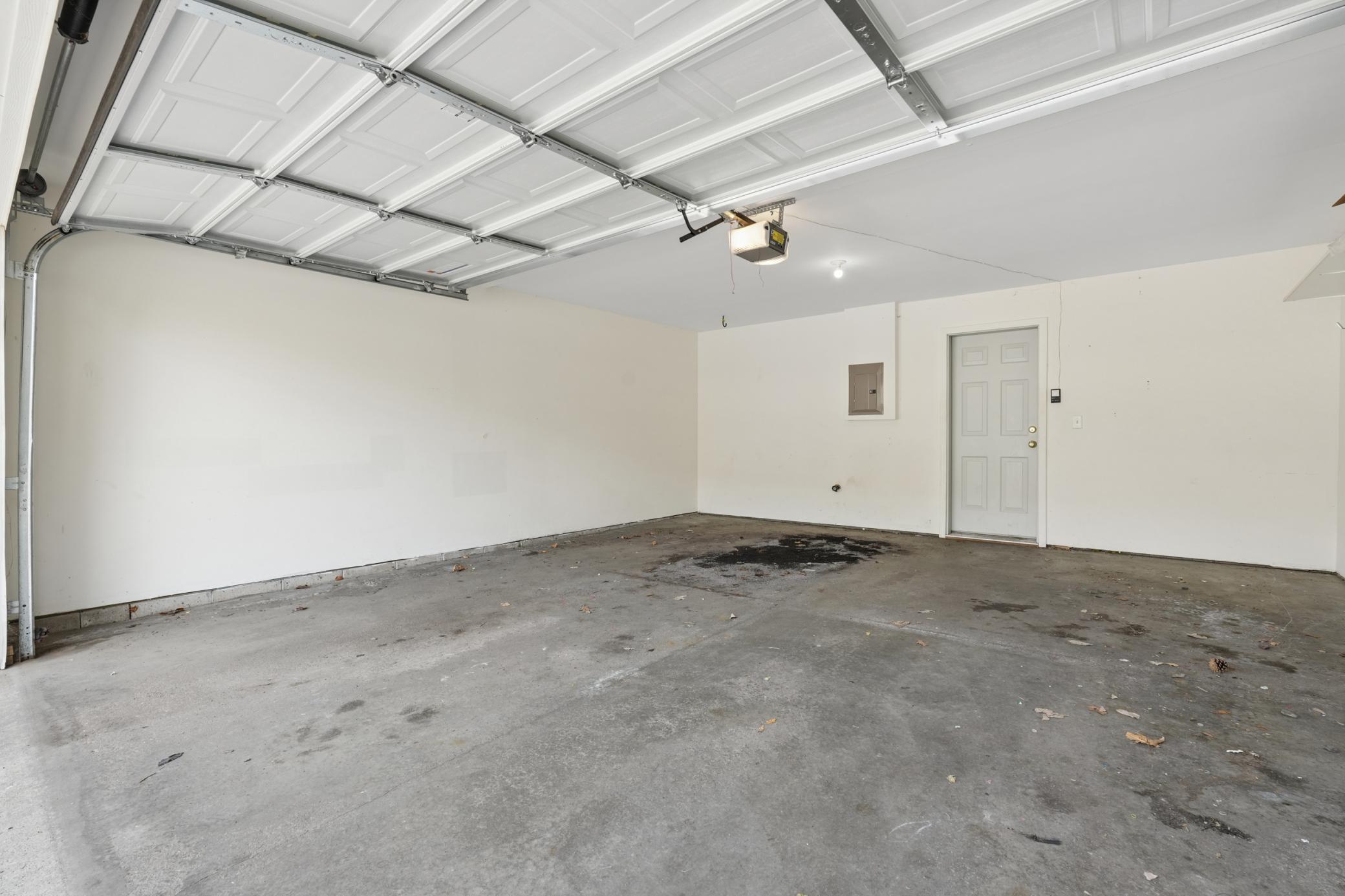 Garage fits two cars easily.