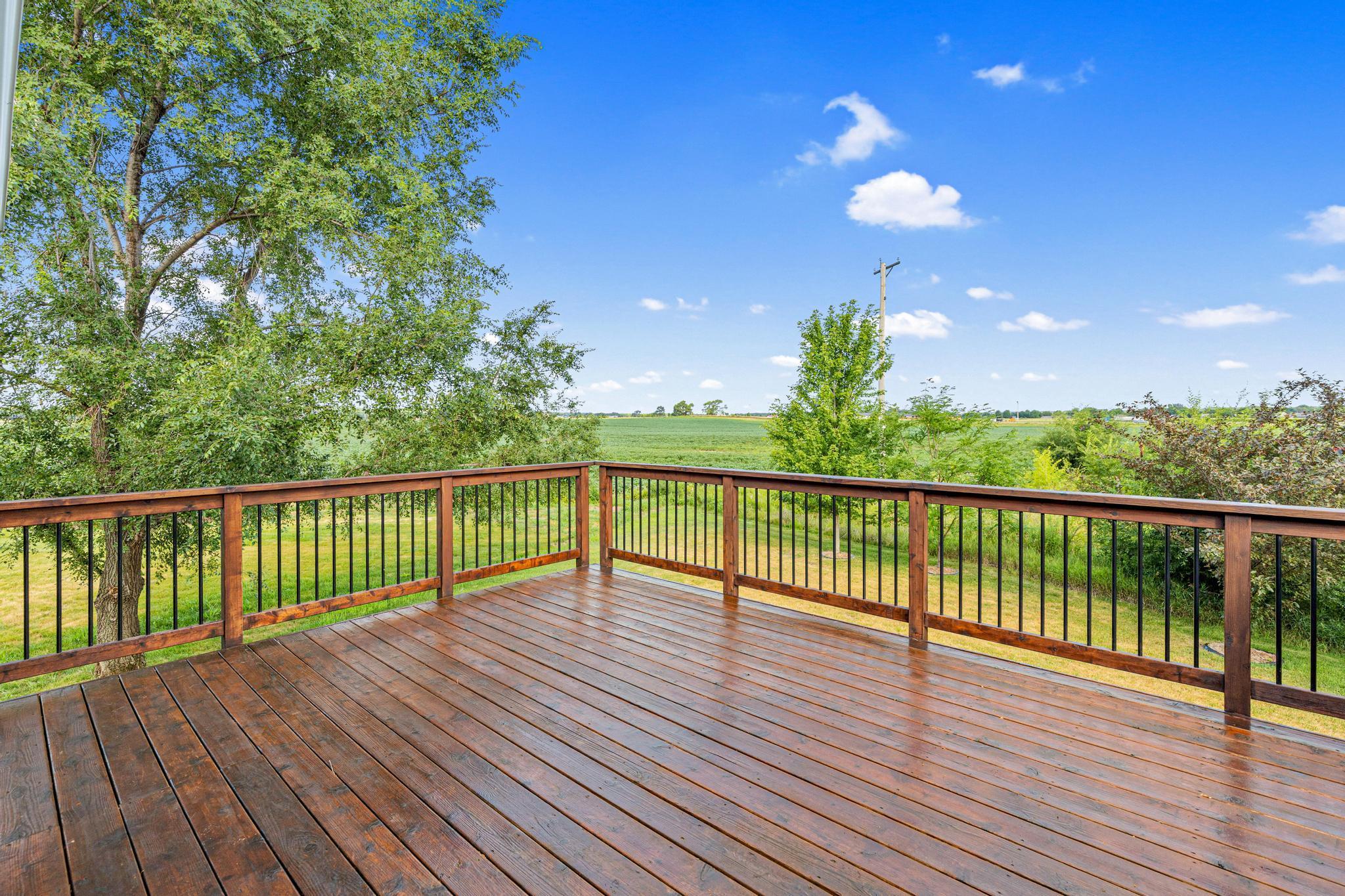 Freshly stained oversized deck