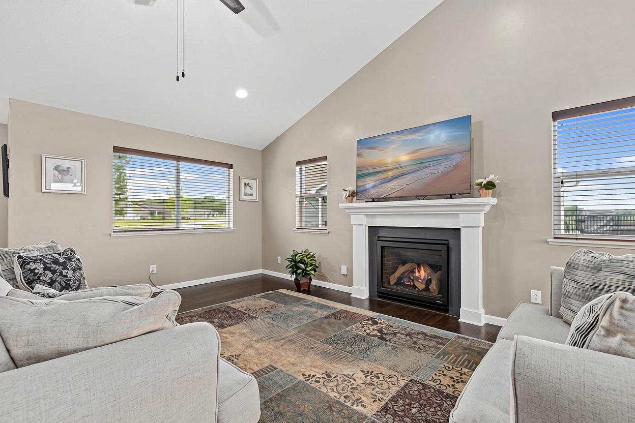 Vaulted ceilings and lots of windows let the sunlight in