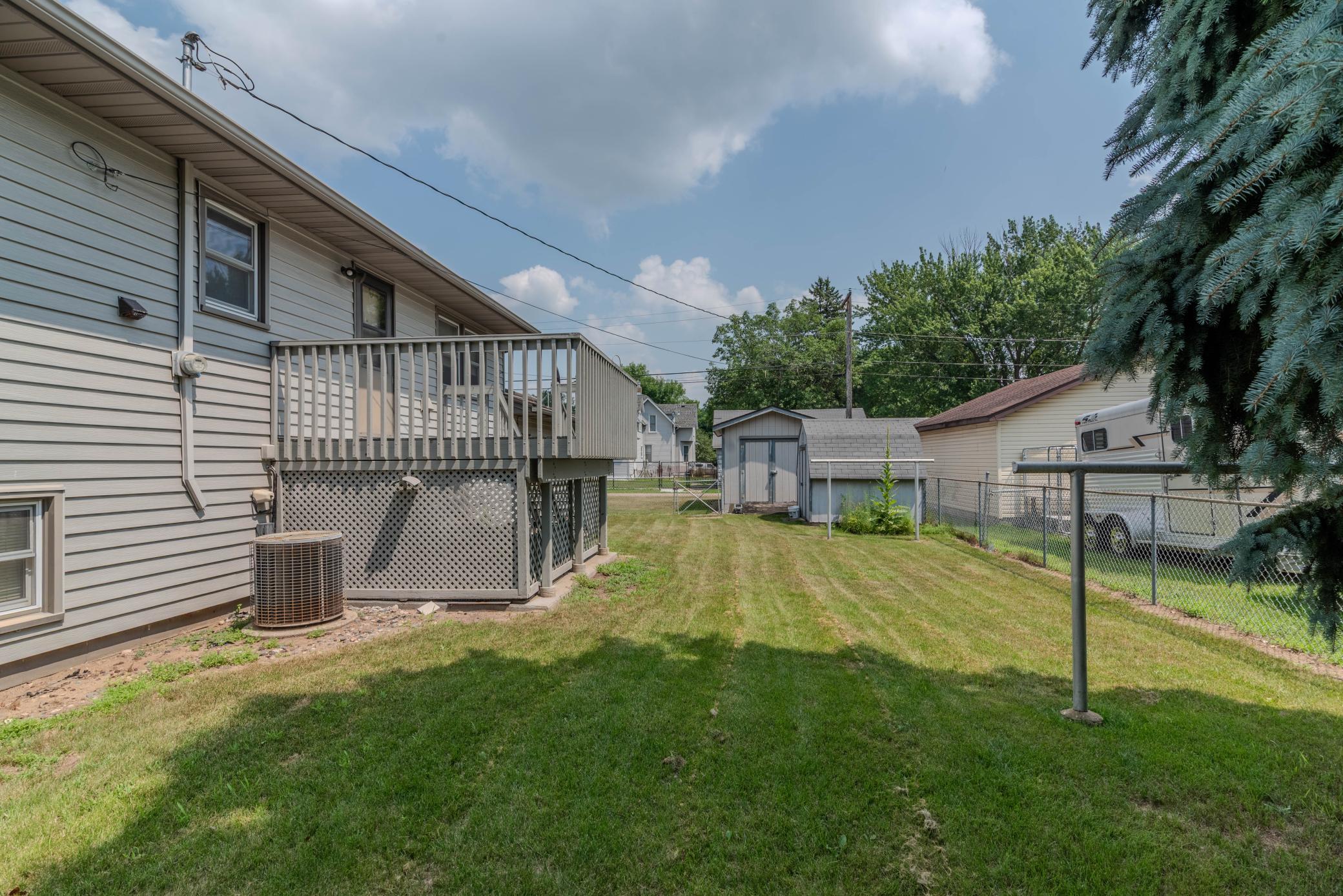 Fenced portion of yard & Deck