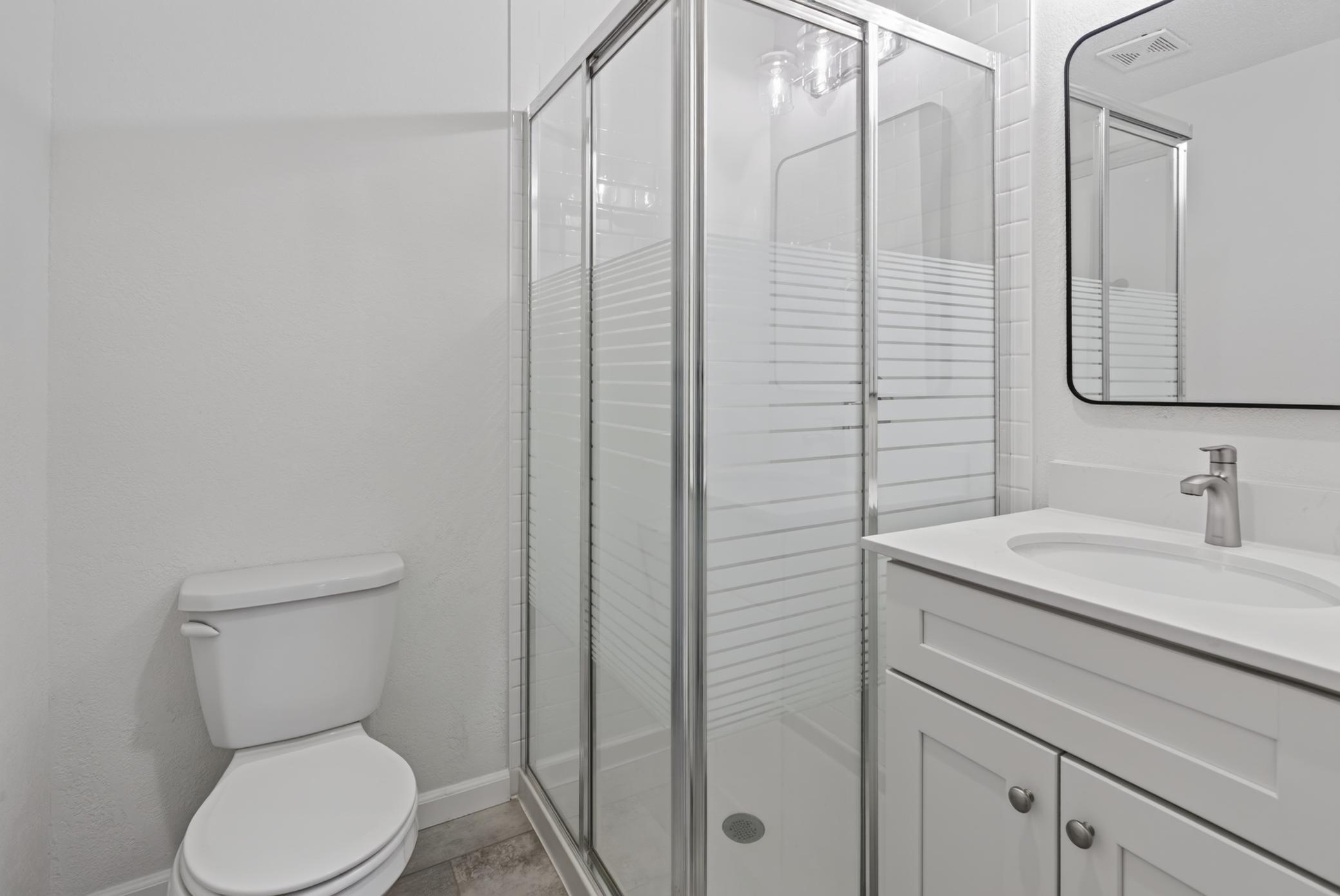 Upper level: bathroom