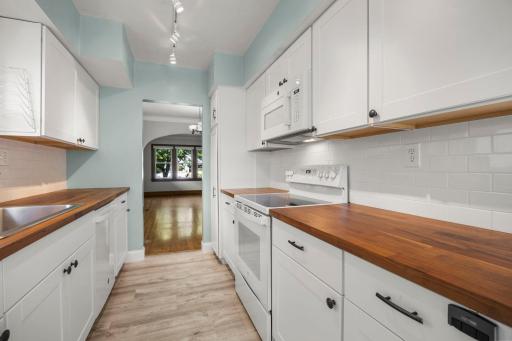 Spacious counter space and ample cabinets for storage