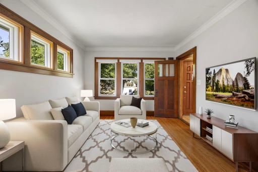 Main level family room right off the entryway with lots of natural light