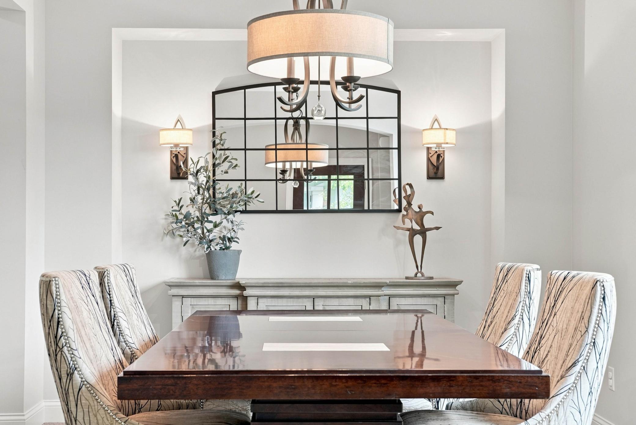 An elegant dining room ready for holidays and celebrations.