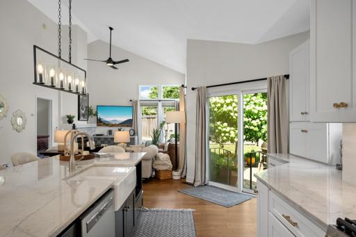 Convenient access to outdoor paver patio through sliding patio door