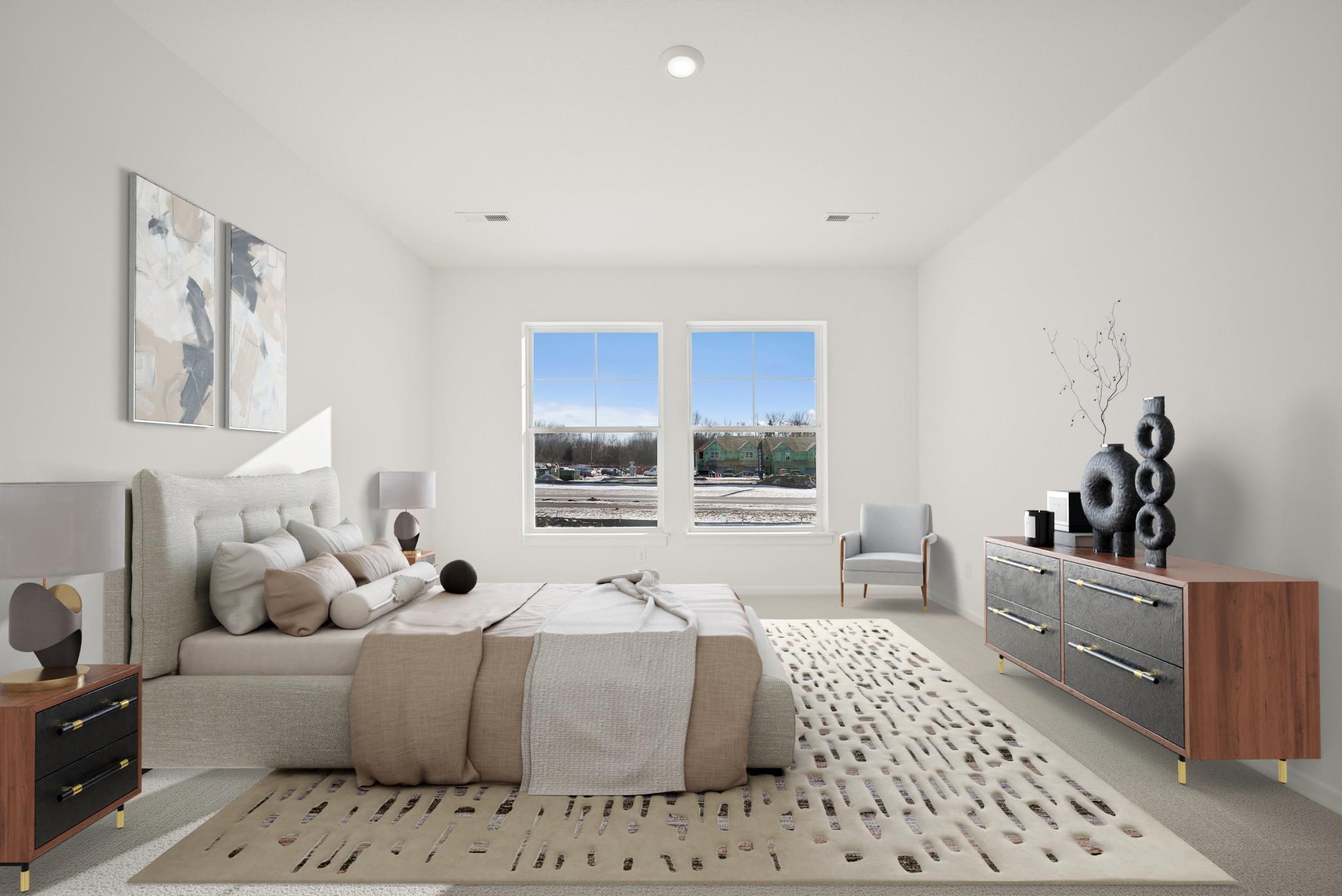Virtually staged owner's retreat.
