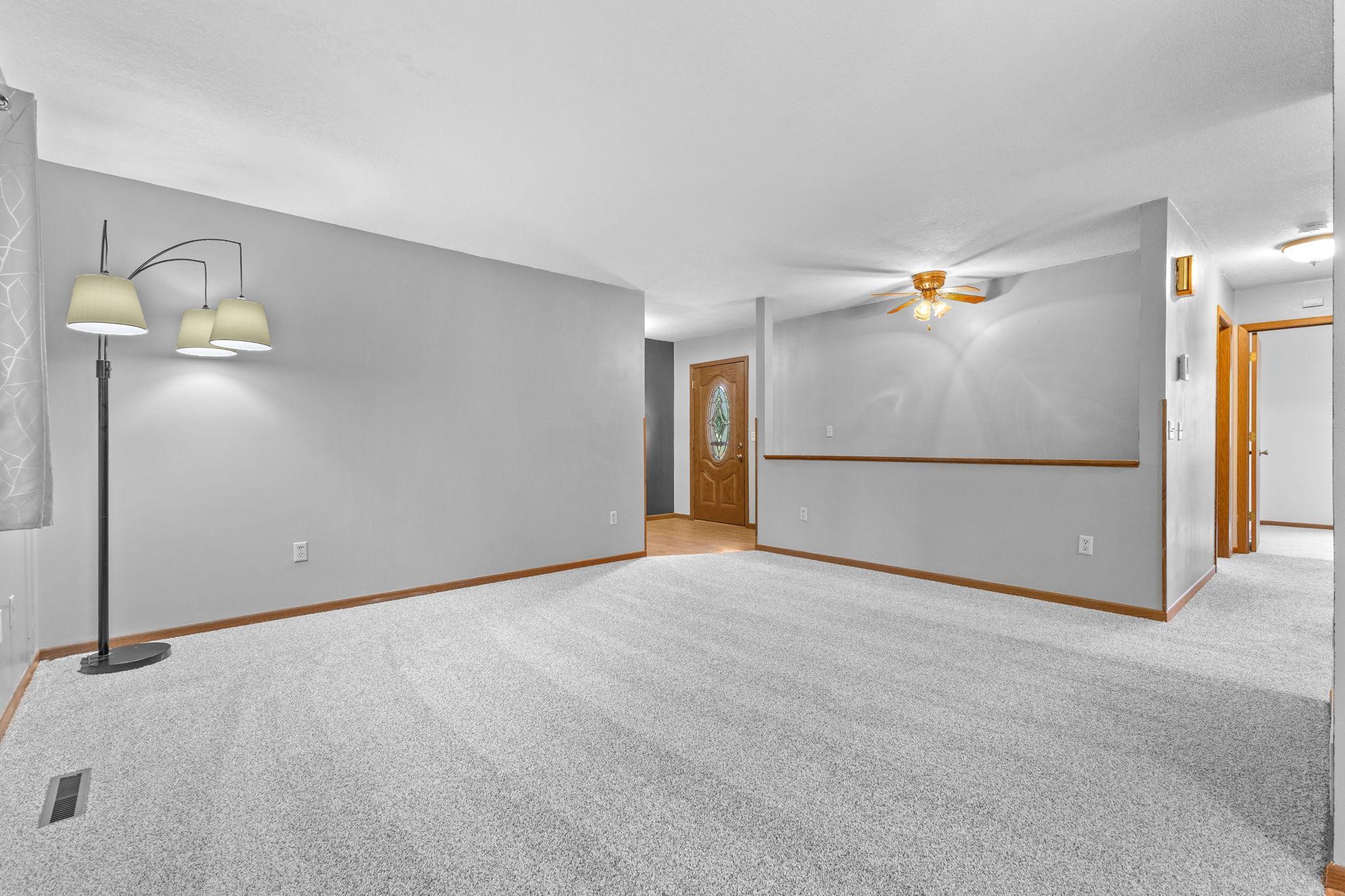 Living room with new carpet