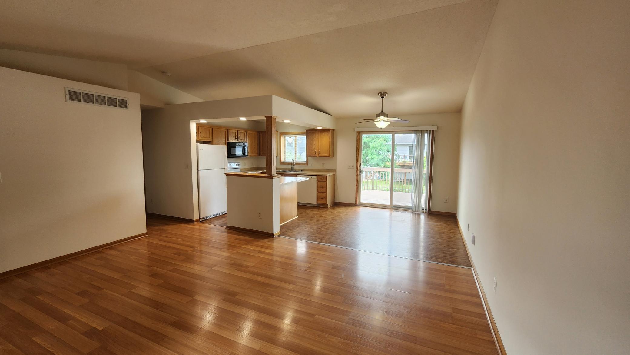living, dining, kitchen