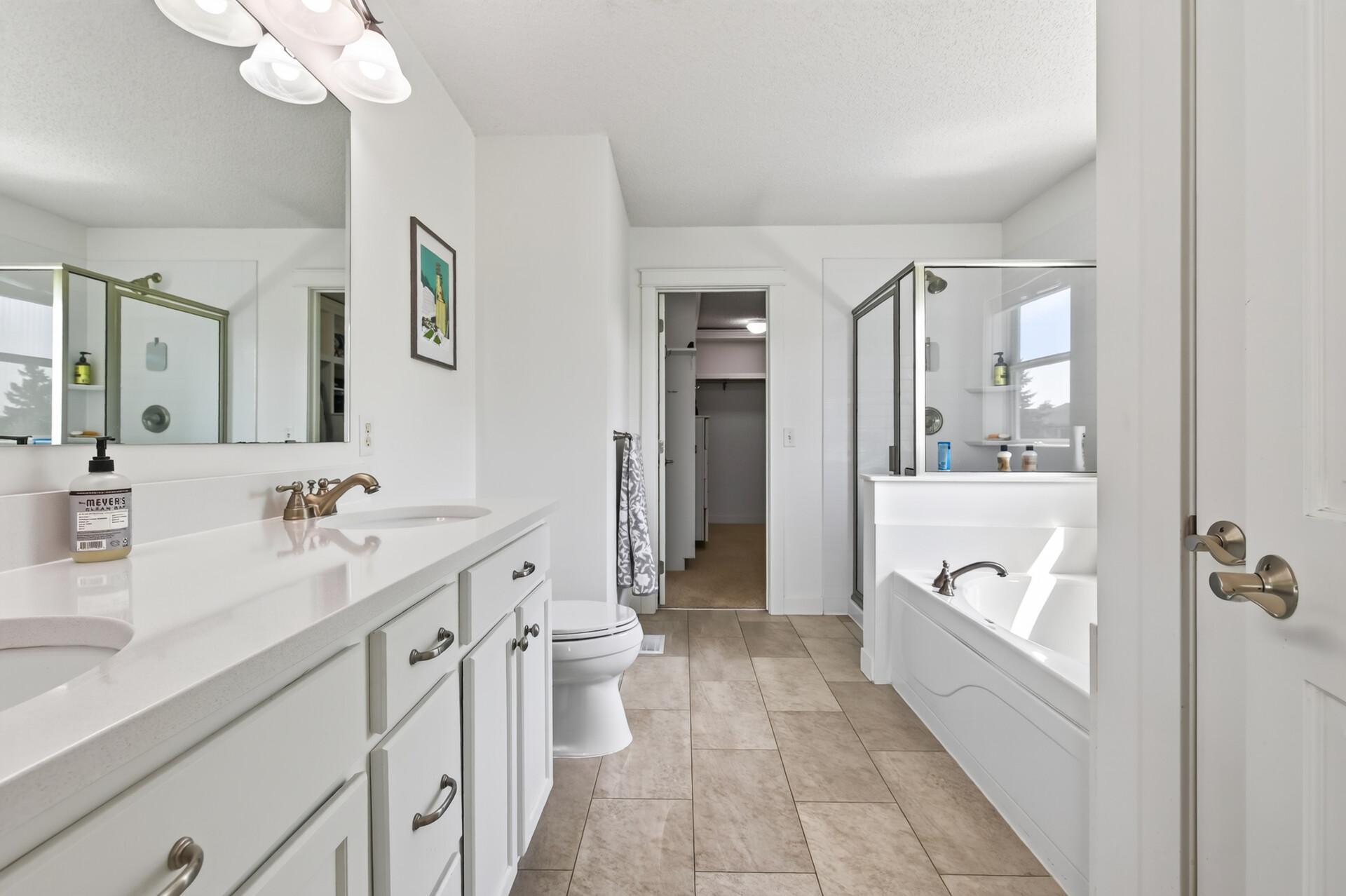 Primary bath with soaking tub - shower and double sinks