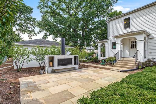 Gorgeous stone patio outside the side door